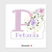 Naam Petunia & Initiaal met bloemendesign Sticker (Vel)
