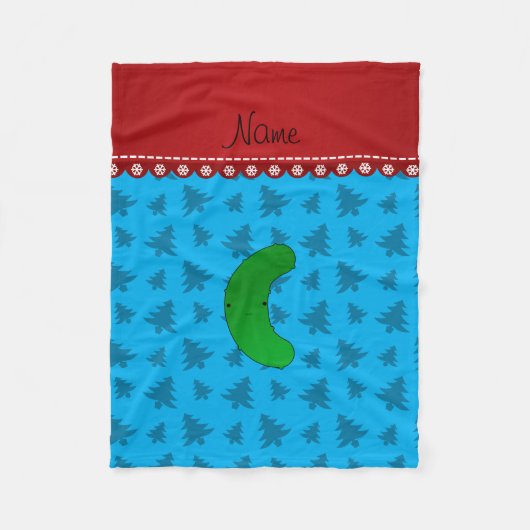 Naam pickle sky blue kerstbomen fleece deken (Voorkant)