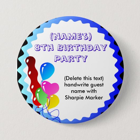 Naam Pin Button Birthday Party Favor (Voorkant)
