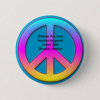 Naam Pin RETRO Peace Favors for 60s hippy Party Ronde Button 5,7 Cm