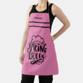  naam Pink Baking Queen Typography Schort (Insitu)