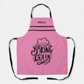  naam Pink Baking Queen Typography Schort (Voorkant)