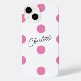 Naam | Pink Polka Dots Pattern Case-Mate iPhone 14 Hoesje