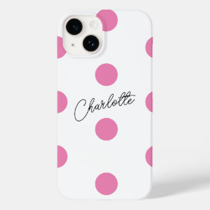 Naam Pink Polka Dots Pattern Case-Mate iPhone 14 Hoesje