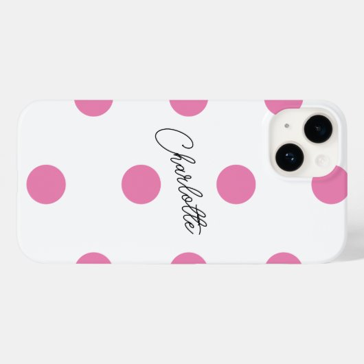 Naam | Pink Polka Dots Pattern Case-Mate iPhone Case (Achterkant (horizontaal))
