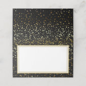 Naam Plaats Card-Black & Gold Stars Plaatskaartje (Buitenkant ongevouwen)