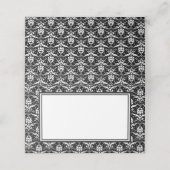 Naam Plaats Card-Black & White Damask Plaatskaartje (Buitenkant ongevouwen)