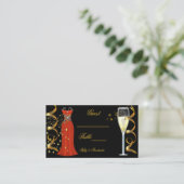 Naam Plaats Fantastische rode jurk zwart goud Plaatskaartje (Staand voorkant)