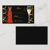 Naam Plaats Fantastische rode jurk zwart goud Plaatskaartje (Voorkant / Achterkant)