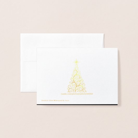 Naam Plaats Kaart Goud Verijdelde Kerstboom (Met envelop)