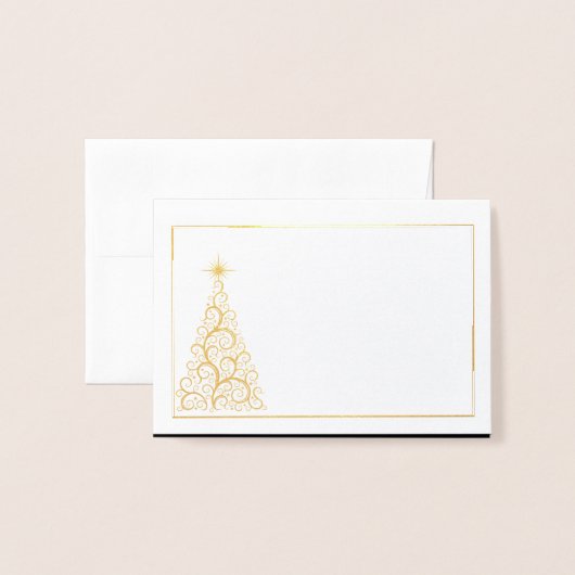 Naam Plaats Kaart Goud Verijdelde Kerstboom (Voorkant met envelop)