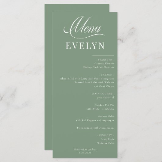 Naam Plaats Kaart | Huwelijksmenu (Voorkant / Achterkant)