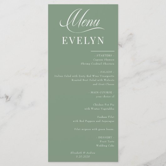 Naam Plaats Kaart | Huwelijksmenu (Voorkant)