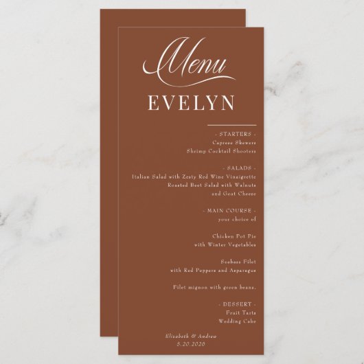 Naam Plaats Kaart | Huwelijksmenu (Voorkant / Achterkant)