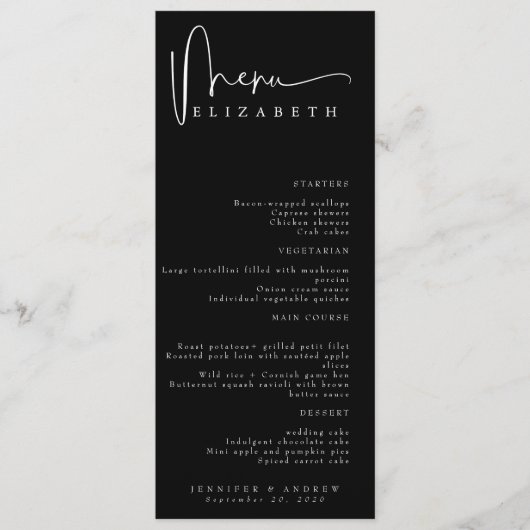 Naam Plaats Kaart | Menu | Eenvoudige huwelijksmen (Voorkant)