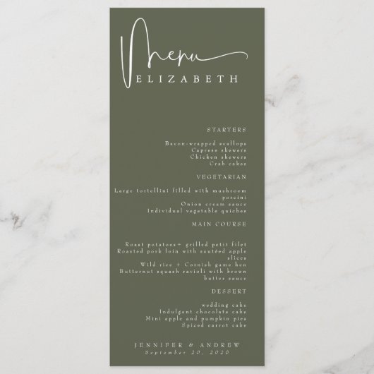 Naam Plaats Kaart | Menu | Eenvoudige huwelijksmen (Voorkant)