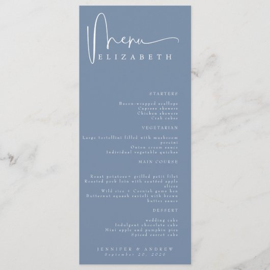 Naam Plaats Kaart | Menu | Eenvoudige huwelijksmen (Voorkant)