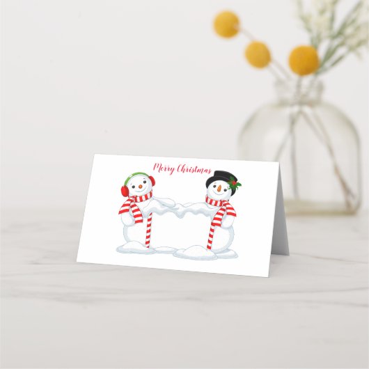 Naam Place Card-Snowman Plaatskaartje (Voorkant)