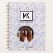 Naam Planner met Foto op Blue Grunge Pattern (Voorkant)