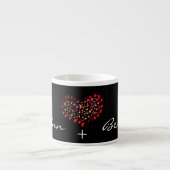 Naam Plus Rode Hart Datum Espresso Koffiemok Cup Kop (Voorkant)