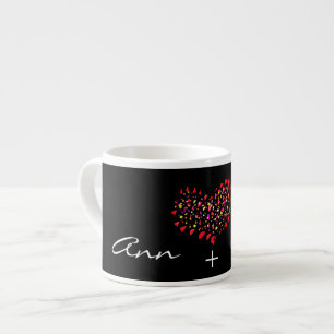 Naam Plus Rode Hart Datum Espresso Koffiemok Cup Kop