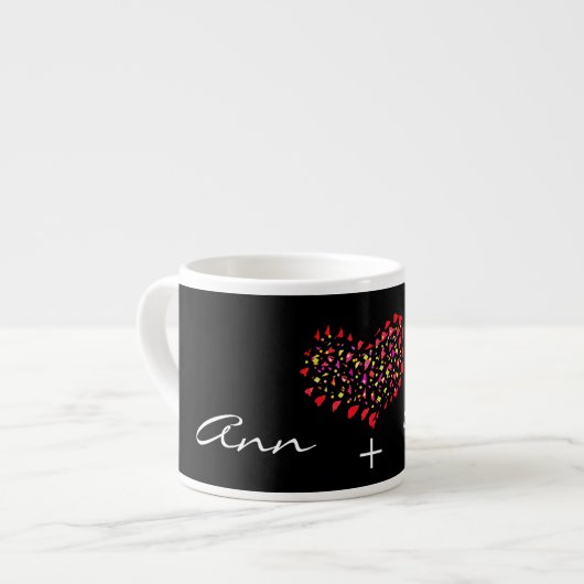 Naam Plus Rode Hart Datum Espresso Koffiemok Cup Kop (Links)