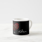 Naam Plus Rode Hart Datum Espresso Koffiemok Cup Kop (Voorkant rechts)