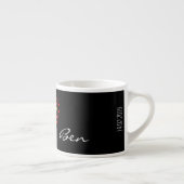 Naam Plus Rode Hart Datum Espresso Koffiemok Cup Kop (Rechts)