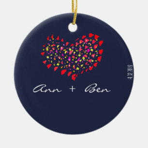 Naam Plus Rood Hart Datum Ornament