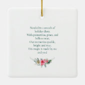 Naam Poinsettia Rode Groene Krans Kerstpoëzie Keramisch Ornament (Achterkant)