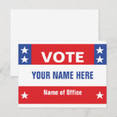 Naam politieke campagne, rood wit blauw, sterren briefkaart (Voorkant / Achterkant)