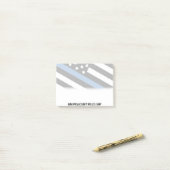 Naam politieman met blauwe lijn Amerikaanse vlag Post-it® Notes (Op bureau)