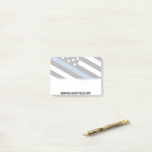 Naam politieman met blauwe lijn Amerikaanse vlag Post-it® Notes (Op bureau)