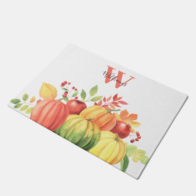 Naam pompoen monogram deurmat (Schuin)