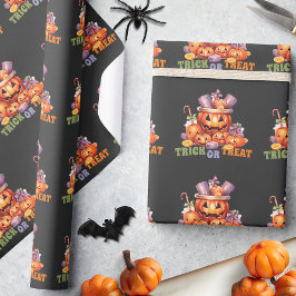 Naam Pompoen Oranje Paarse Spooky Halloween Snoep Cadeaupapier