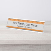 Naam & positie Sans Serif Font Grijs Sinaasappel Bureau Naambordje (Voorkant)