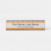 Naam & positie Sans Serif Font Grijs Sinaasappel Bureau Naambordje (Voorkant)