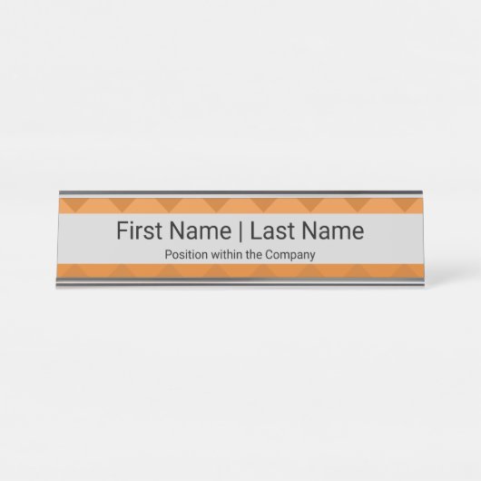 Naam & positie Sans Serif Font Grijs Sinaasappel Bureau Naambordje (Voorkant)