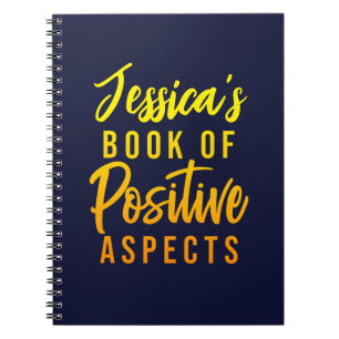 Naam Positief Aspects Blue Yellow Text Notitieboek