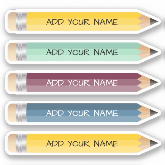 naam Potlood Sticker Custom-Cut Vinyl (Voorkant)