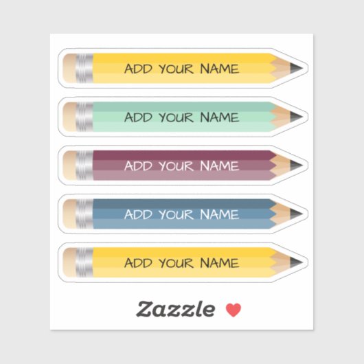  naam Potlood Sticker Custom-Cut Vinyl (Vel)