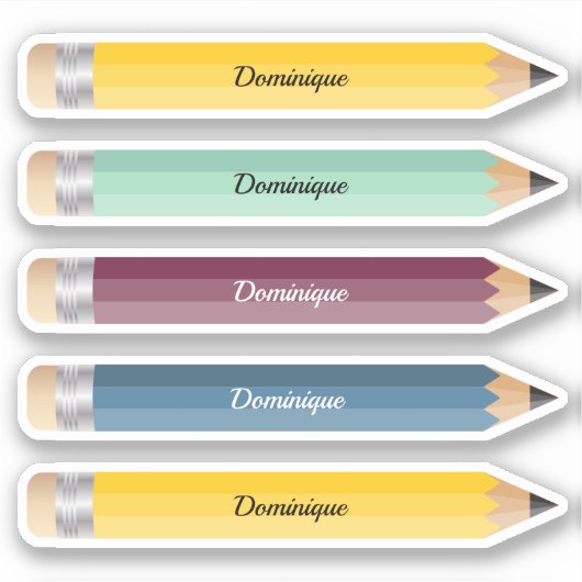  naam Potlood Sticker Custom-Cut Vinyl (Voorkant)