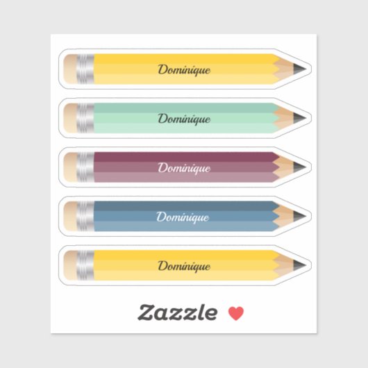  naam Potlood Sticker Custom-Cut Vinyl (Vel)