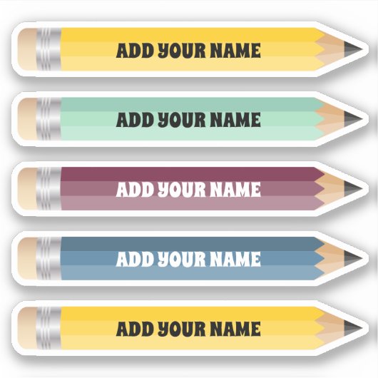  naam Potlood Sticker Custom-Cut Vinyl (Voorkant)
