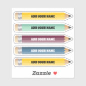  naam Potlood Sticker Custom-Cut Vinyl (Vel)