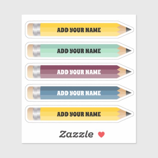  naam Potlood Sticker Custom-Cut Vinyl (Vel)