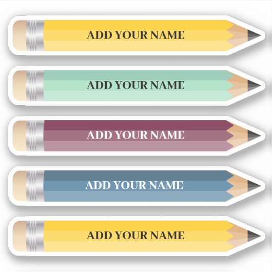  naam Potlood Sticker Custom-Cut Vinyl (Voorkant)