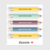  naam Potlood Sticker Custom-Cut Vinyl (Vel)