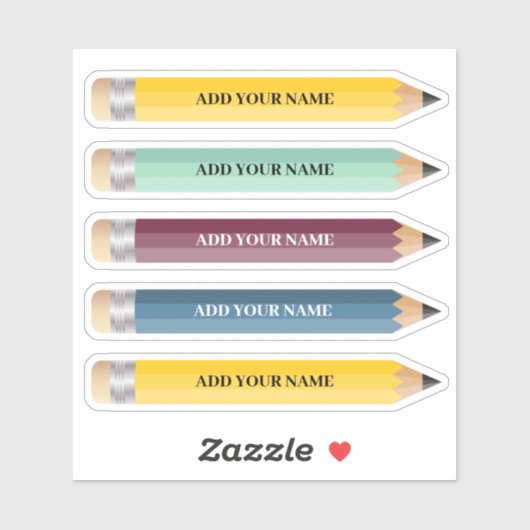  naam Potlood Sticker Custom-Cut Vinyl (Vel)