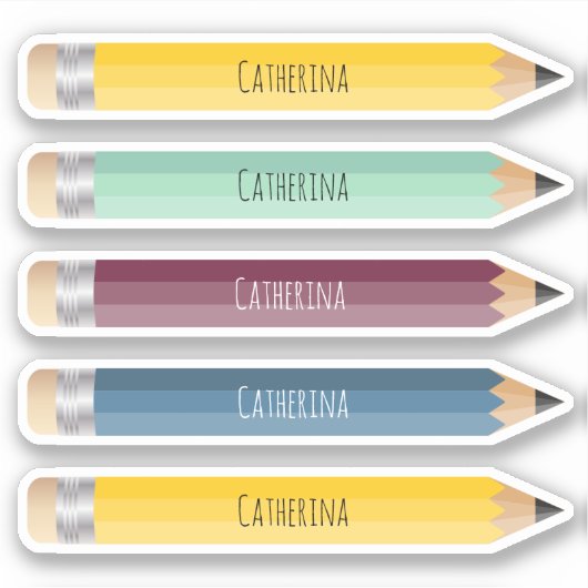  naam Potlood Sticker Custom-Cut Vinyl (Voorkant)